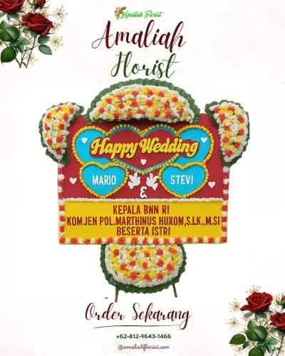 Karangan Papan Bunga Pernikahan di Nongan